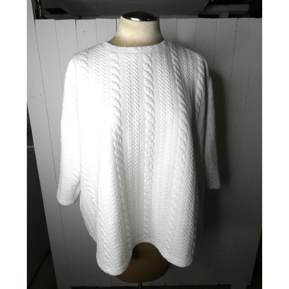 Tuckernuck Active Women's M/L White Quilted Ally Swing Sweatshirt Top Textured